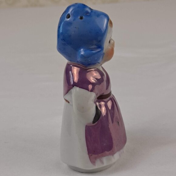 Vintage Dutch Boy and Girl Salt & Pepper Shakers Iridescent Glazed Ceramic Japan - Picture 7 of 13